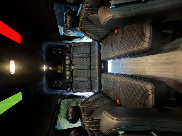 Diamond-stitched leather seating
